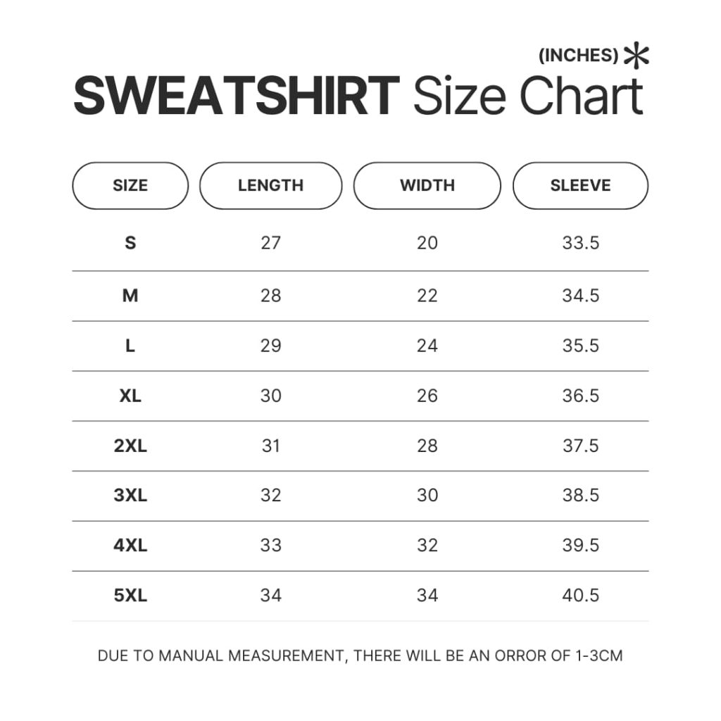 Sweatshirt Size Chart - Risk Of Rain 2 Store