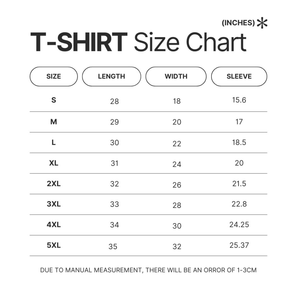 T shirt Size Chart - Risk Of Rain 2 Store